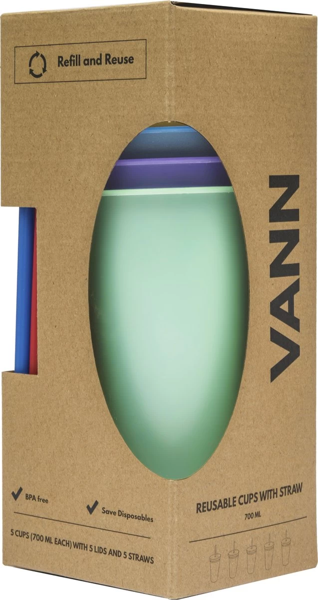 Herbruikbare Bekers Met Rietje En Deksel Van Plastic – Starbucks Design – Drinkbekers Met Rietje – Kleur Veranderende Beker – 5 Pack - Afbeelding 9