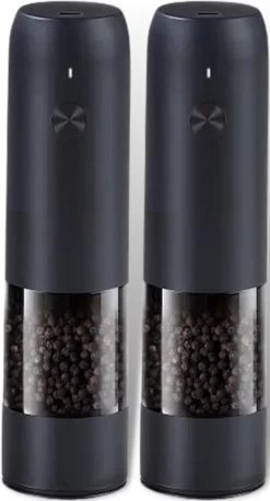 GOV Elektrische Peper- En Zoutmolen Zwart XL Set Oplaadbaar - Pepermolen - Peper En Zoutstel