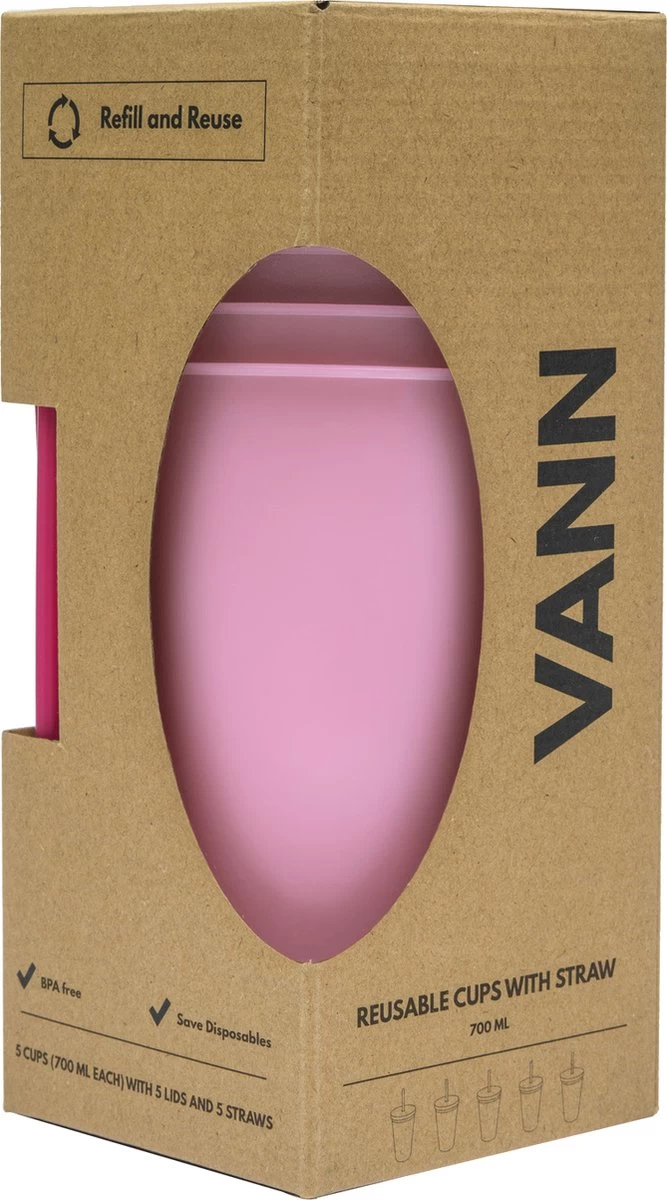 Herbruikbare Bekers Met Rietje En Deksel Van Plastic – Starbucks Design – Drinkbekers Met Rietje – Kleur Veranderende Beker – 5 Pack - Afbeelding 9