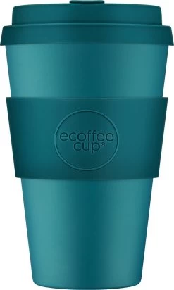 Ecoffee Cup Bay Of Fires PLA - Koffiebeker To Go 400 Ml - Petrol Siliconen