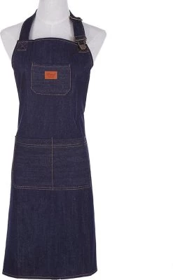 Merkloos Denim Schort - Dames - Heren - Spijkerstof - Keuken Schort - Koken - Koks Schort - Hobby - BBQ - Hip - CADEAU TIP!