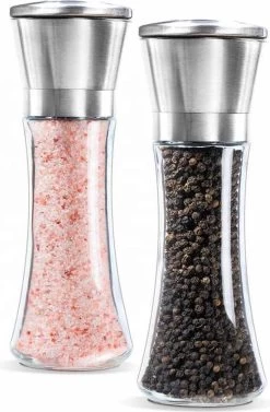 Peper En Zoutmolen Set Van RVS Stainless Steel Met Gehard Glas