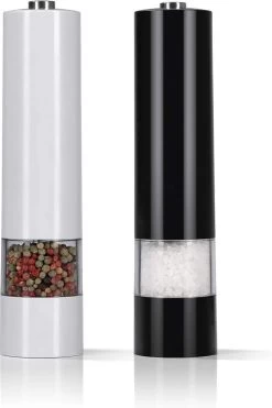 IGOODS Keramiek Elektrische Pepermolen En Zoutmolen - Pepermolen - Zoutmolen - 2 Stuks- Zwart En Wit