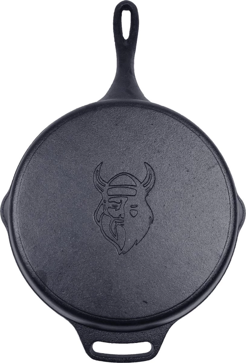 Valhal Outdoor Skillet / Koekenpan Met Steel - Gietijzer, Diameter 30cm - VH30 - Afbeelding 5
