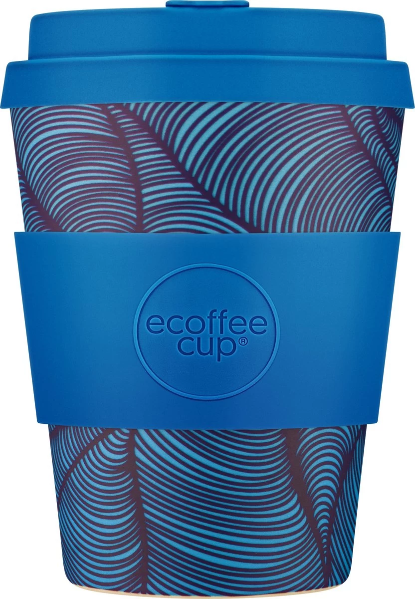Ecoffee Cup Dotonburi PLA - Koffiebeker To Go 350 Ml - Blauw Siliconen