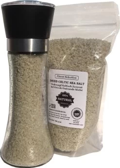 Keltisch Zeezout Duopack ✔1 Hervulbare Glazen Zoutmolen 150g + 1x Navulverpakking 400g