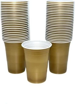 Merkloos Gold Cups - 50stuk(s) - 475ml - Party Cups - Drankspel - Beerpong Bekers - Beerpong - Plastic Bekers