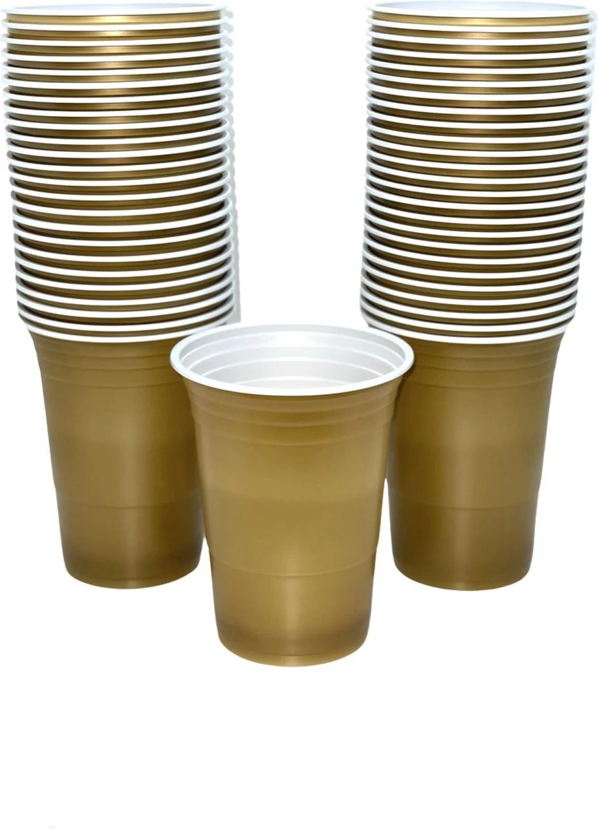 Merkloos Gold Cups - 50stuk(s) - 475ml - Party Cups - Drankspel - Beerpong Bekers - Beerpong - Plastic Bekers