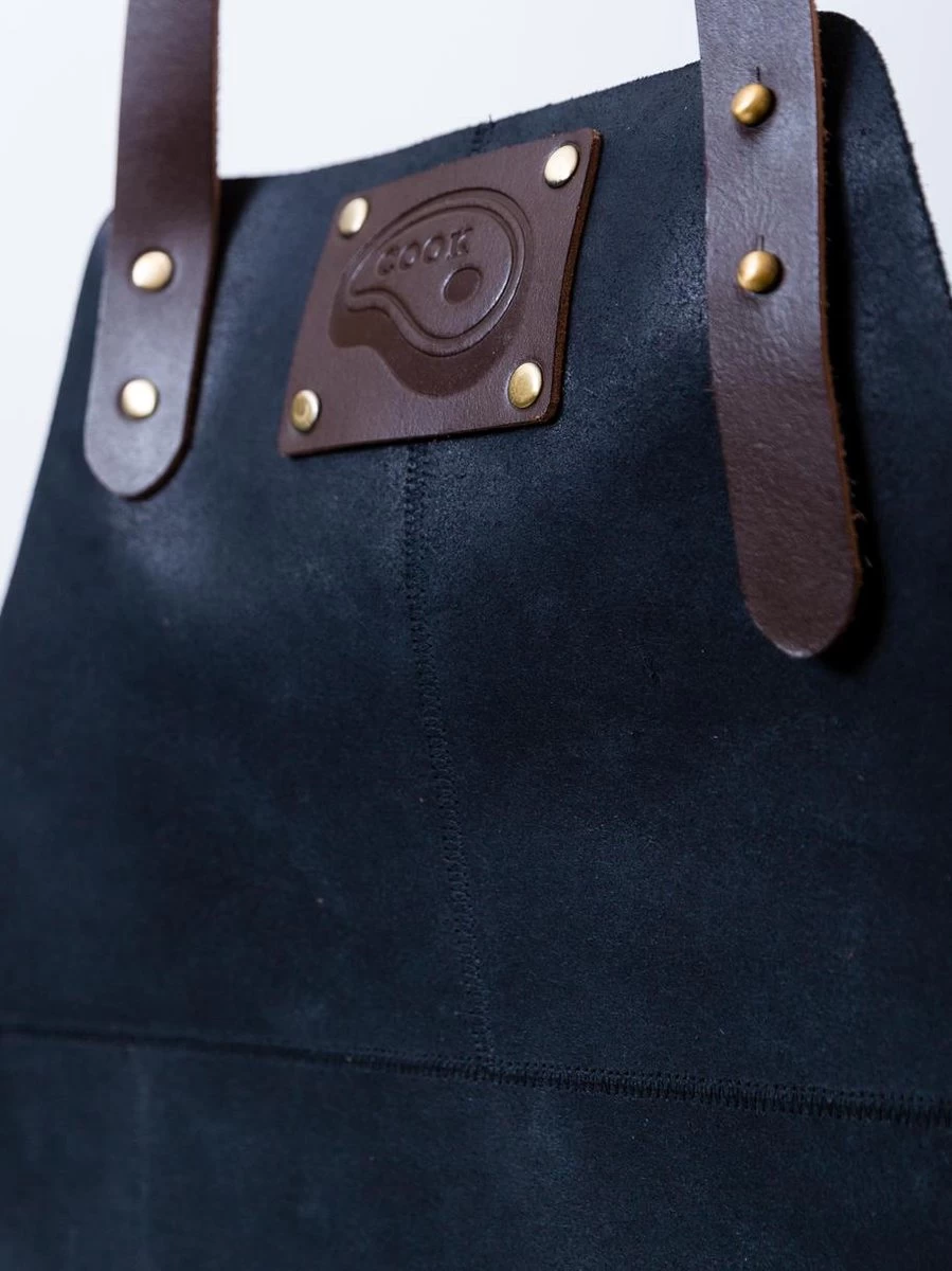 Leren Schort Luxe - Lederen Schort - ZWART - Kokschort - Kookschort - BBQ Schort - Vaderdag - Stoer Cadeau Voor Man Vader Opa Papa - Afbeelding 2