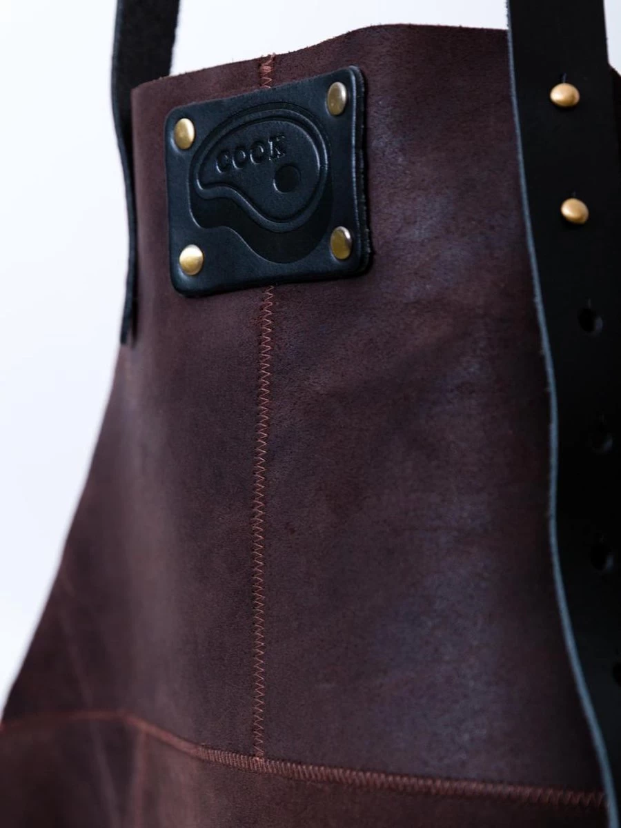 Leren Schort Luxe - Lederen Schort - BRUIN - Kokschort - Kookschort - BBQ Schort - Vaderdag - Stoer Cadeau Voor Man Vader Opa Papa - Afbeelding 2