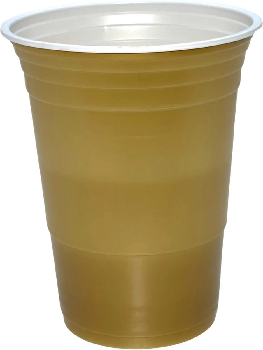 Merkloos Gold Cups - 50stuk(s) - 475ml - Party Cups - Drankspel - Beerpong Bekers - Beerpong - Plastic Bekers - Afbeelding 2