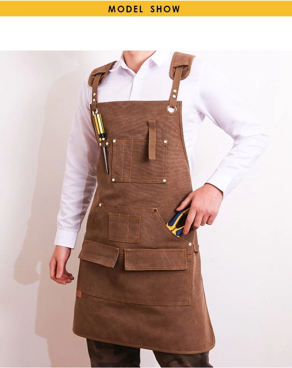 Schort - Hobby Schort - Bruin - Klus Schort - Timmerman Schort - Werk Schort - Schilder Schort - Multifunctioneel Schort - Werkschort - Afbeelding 2