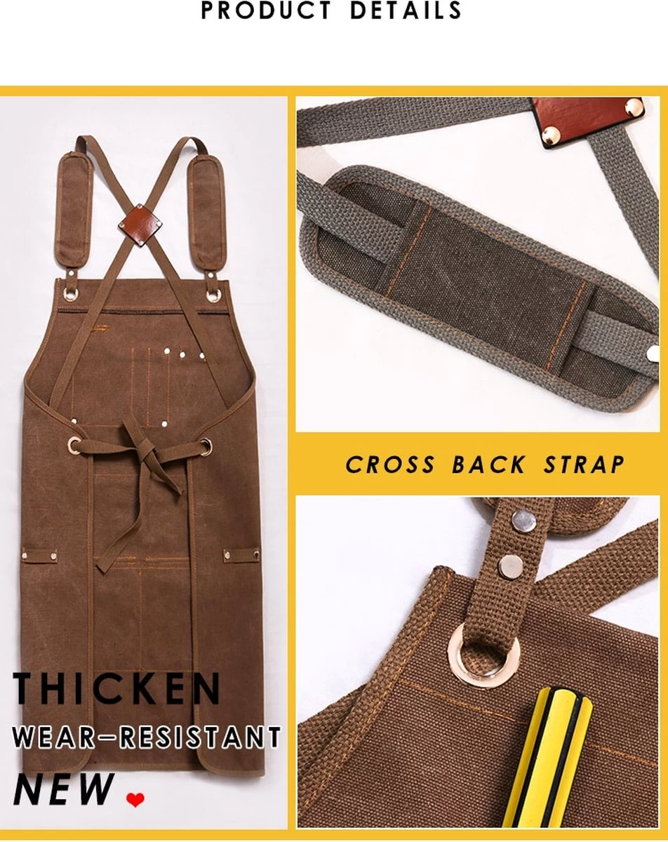 Schort - Hobby Schort - Bruin - Klus Schort - Timmerman Schort - Werk Schort - Schilder Schort - Multifunctioneel Schort - Werkschort - Afbeelding 3