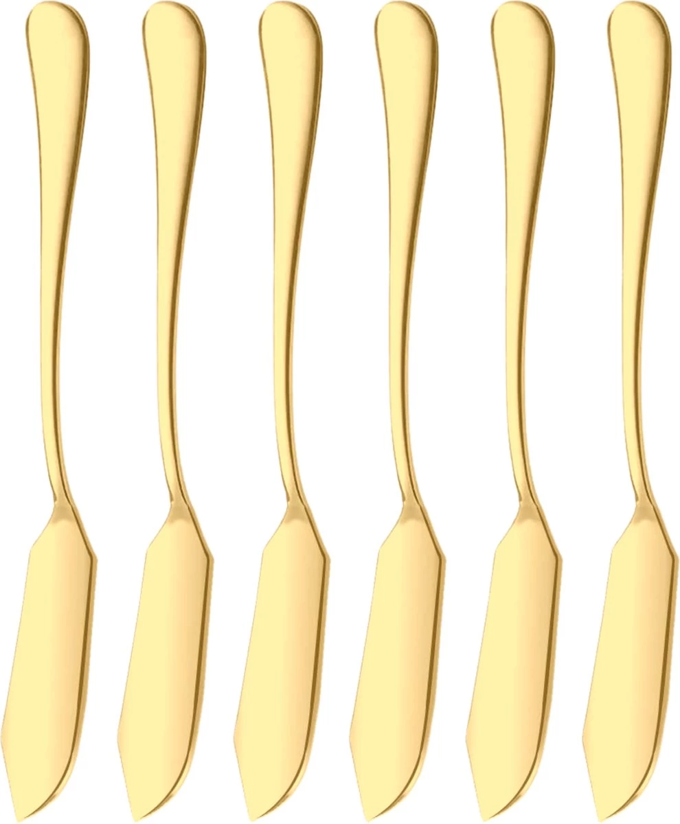 House Of Husk Botermesjes Set - Goud - RVS - Botermes - Smeermessen - Tapas Mesjes - 6 Stuks